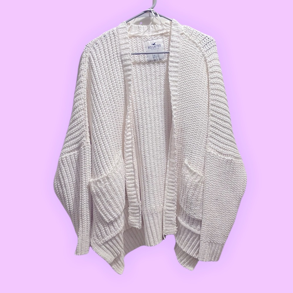 white knit cardigan